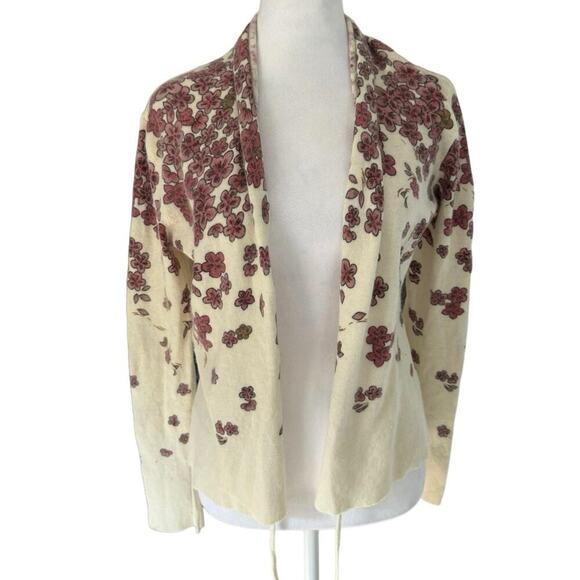 Crystal Kobe Vintage Cardigan Angora Floral Soft Garden Party Sweater Sz Medium - Picture 1 of 10
